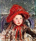 Large Canvas Paintings - Little Girl In A Large Red Hat